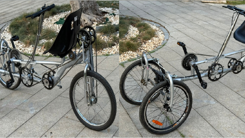 Soydan Şahin tarafından tasarlanan el yapımı 3 tekerlekli kürek çekme bisikleti, klasik bisikletin bacak odaklı yapısını tüm vücut antrenmanına dönüştürüyor. Denge sorunlarını aşan 3 tekerlekli yapısı ve gövde kaslarını çalıştıran mekanizmasıyla bu yenilikçi ulaşım aracını inceleyin.