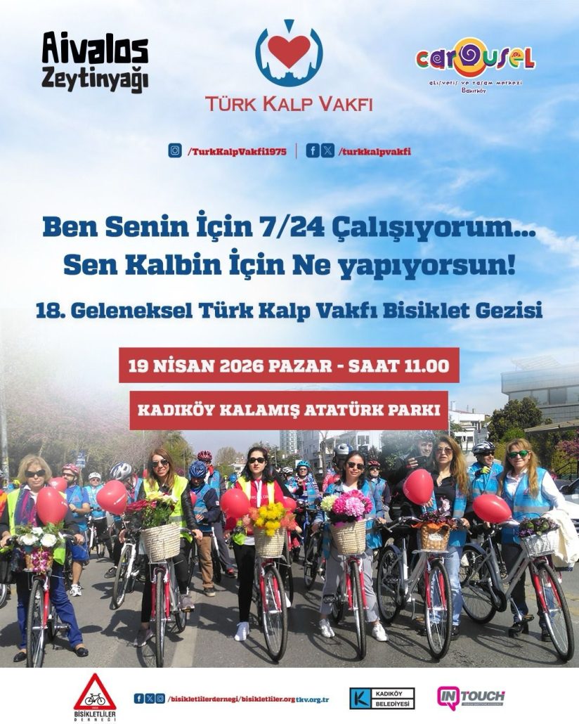 19 Nisan Pazar günü saat 11.00'de Kalamış'tan hareket ediyoruz! 18. Geleneksel Türk Kalp Vakfı Bisiklet Gezisi ile kalp sağlığınızı korumak için harekete geçin. Bisikletliler Derneği desteğiyle gerçekleşecek bu büyük buluşmanın tüm detayları burada.