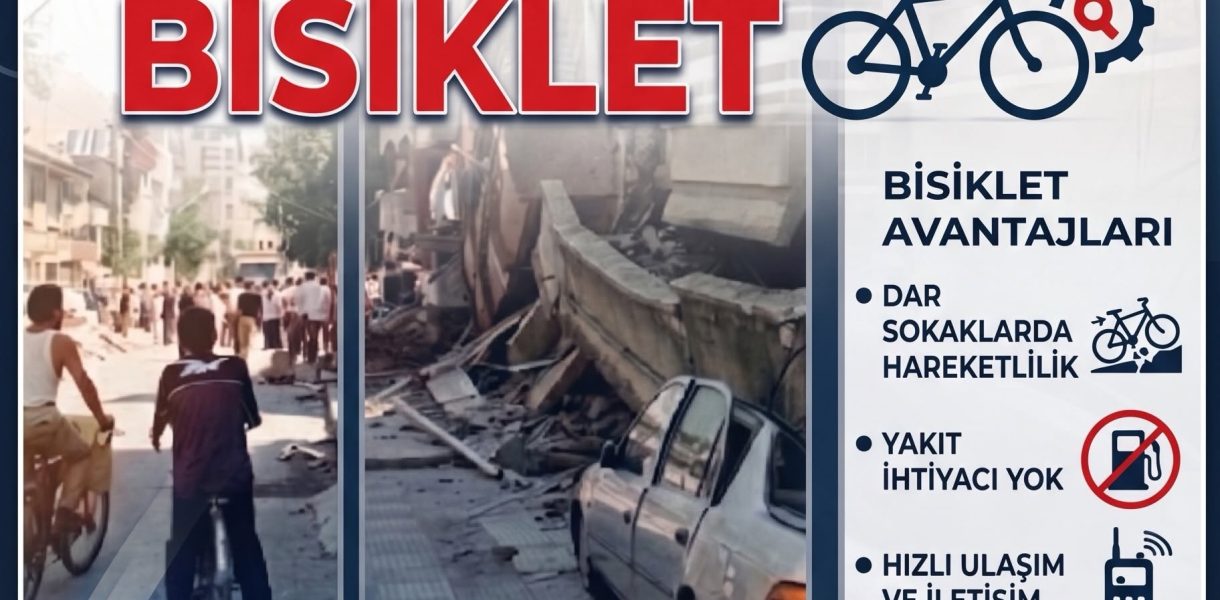 Deprem sonrasında motorlu araçların çaresiz kaldığı enkaz bölgelerinde bisiklet; yakıtsız yapısı, dar alanlara kolay erişimi, gıda-ilaç taşıması ve sessiz haberleşme imkanıyla hayat kurtarıyor. Siz de Bisikletliler Derneği ile afet farkındalığını artırın!