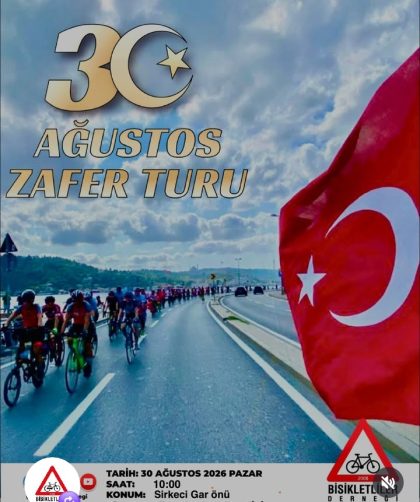 30 Ağustos Zafer Bayramı’nı ülke genelinde bisiklet turlarıyla kutluyoruz! İstanbul’da Sirkeci’den Emirgan’a uzanan kırmızı-beyaz zafer sürüşünde buluşuyoruz. Kaskınızı takın, bayrağınızı alın ve coşkuya katılın. Diğer illerdeki programlar için şube sayfalarımızı takip edin, üye olun!